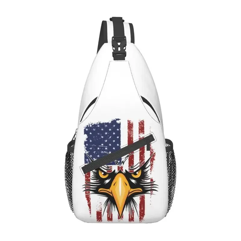 

American Eagles Flag Sling Chest Bag USA Patriotic Shoulder Crossbody Backpack for Men Travel Hiking Daypack