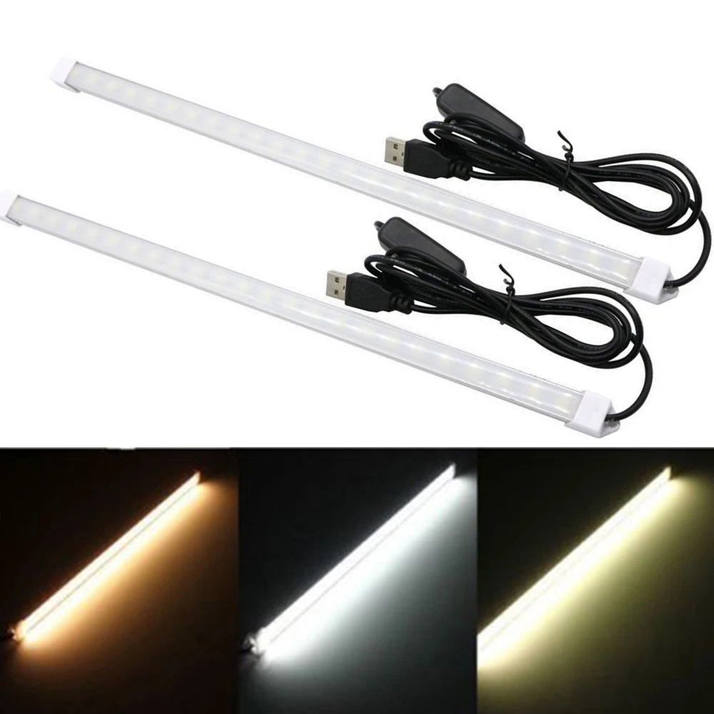 DC5V USB LED Bar Light SMD5630 with Switch LED Strip Light 7/15/24/28/36 LEDs Rigid Strip Night Market Light 10/20/35/40/50CM