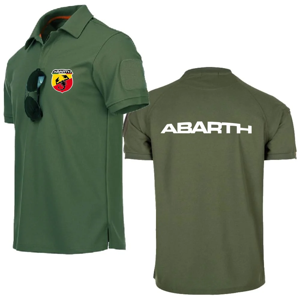 Polo à Manches Courtes pour Homme, Style Militaire, avec Logo Abarth Scorpion, Haut à Revers, Populaire, Sportwe