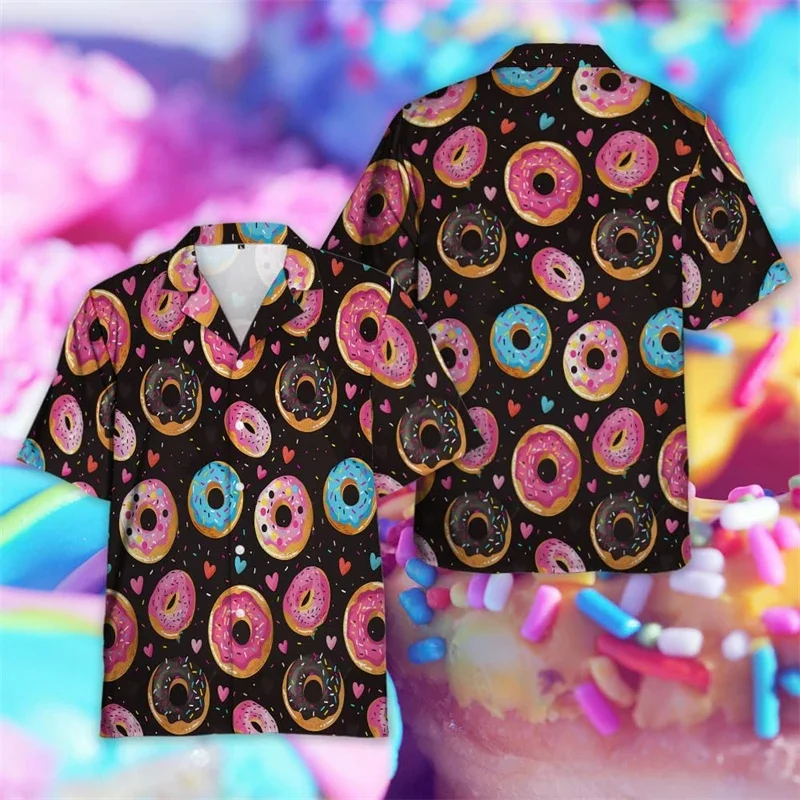 3D Sweety Chocolate Doughnuts Printed Shirts For Men Children Fashion Streetwear Shirts & Blouses Funny Short Shirts Clothes Top