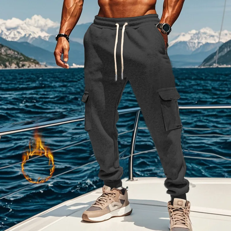 

2025 New Men's Casual Sweatpants, Winter Fleece-Lined Loose Fit Cargo Pants with Multi-Pockets for Plus Size