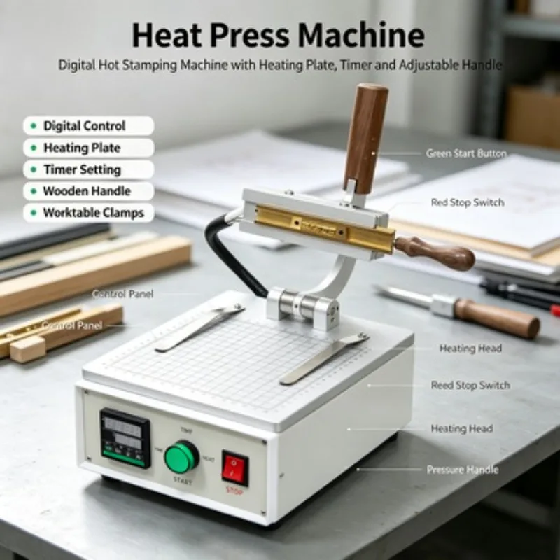Manual Desktop Hot Stamping Embossing Machine Quick Change ABC Letters Leather Branding Heat Press For Logo Printing
