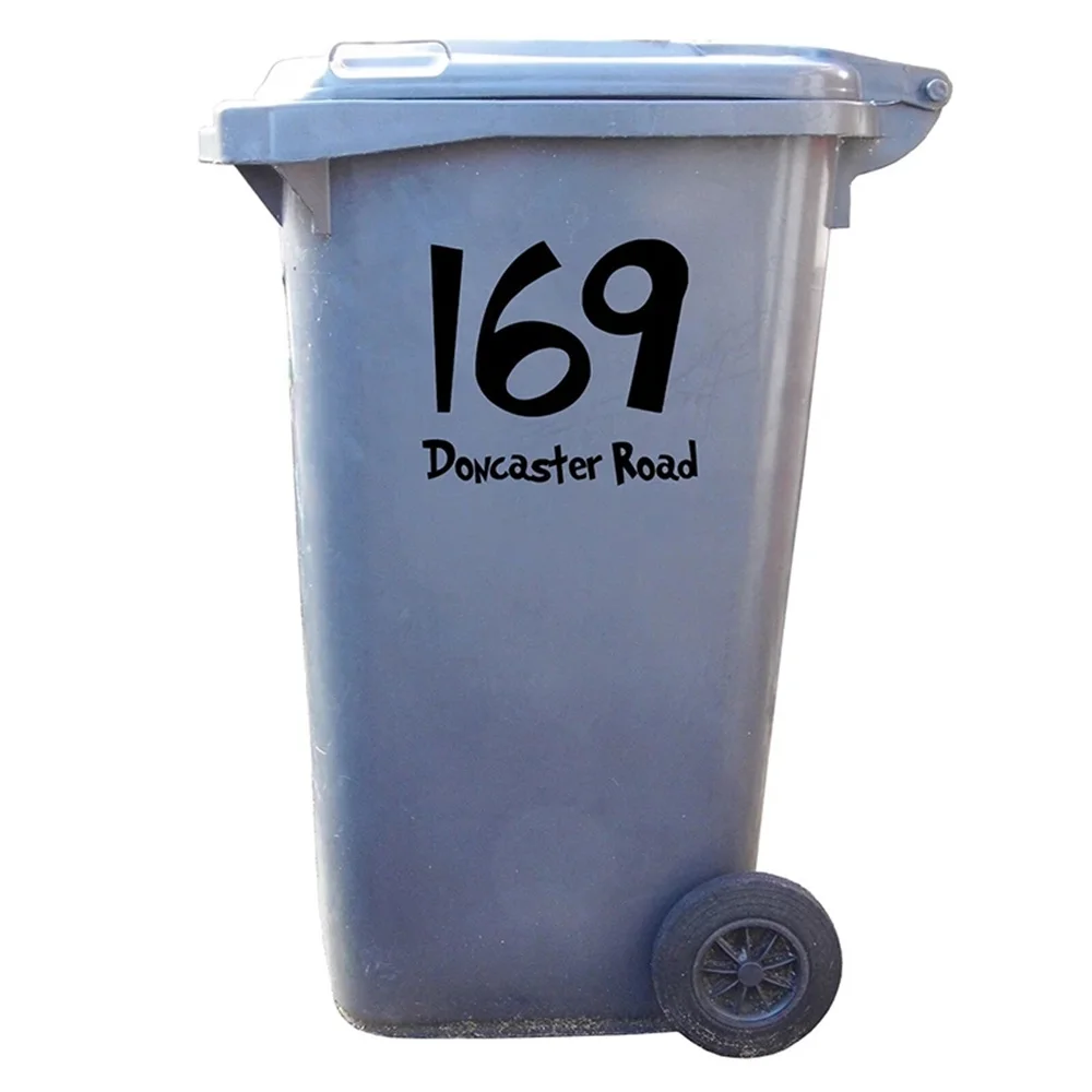 3Pcs Wheelie Bin Numbers Custom House number and street name Sticker Decal Trash Can Rubbish Bin Garbage wheelie bin Sticker