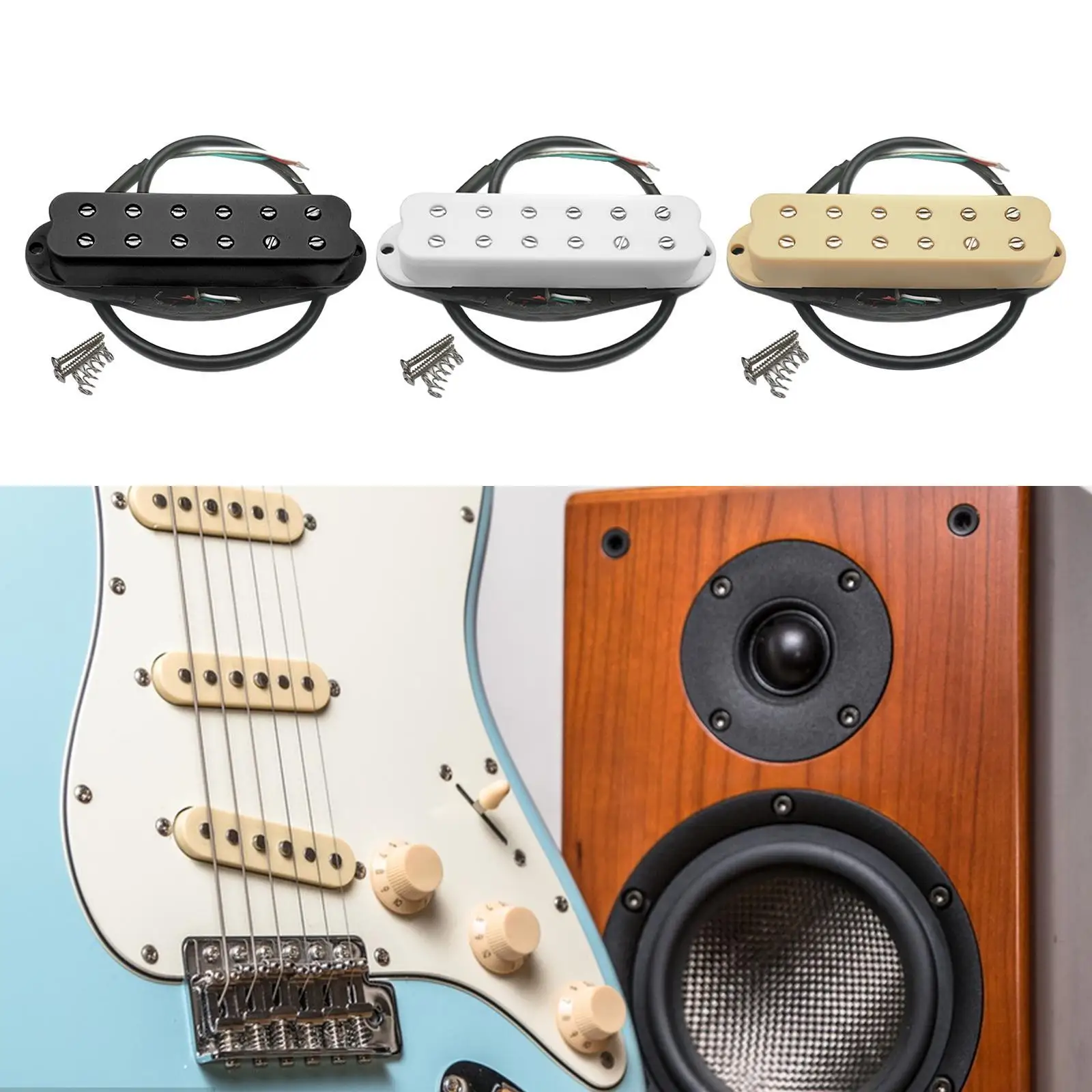 싱글 코일 픽업 교체 액세서리 저잡음 쉬운 설치 악기 넥 브리지 픽업 듀얼 레일 픽업