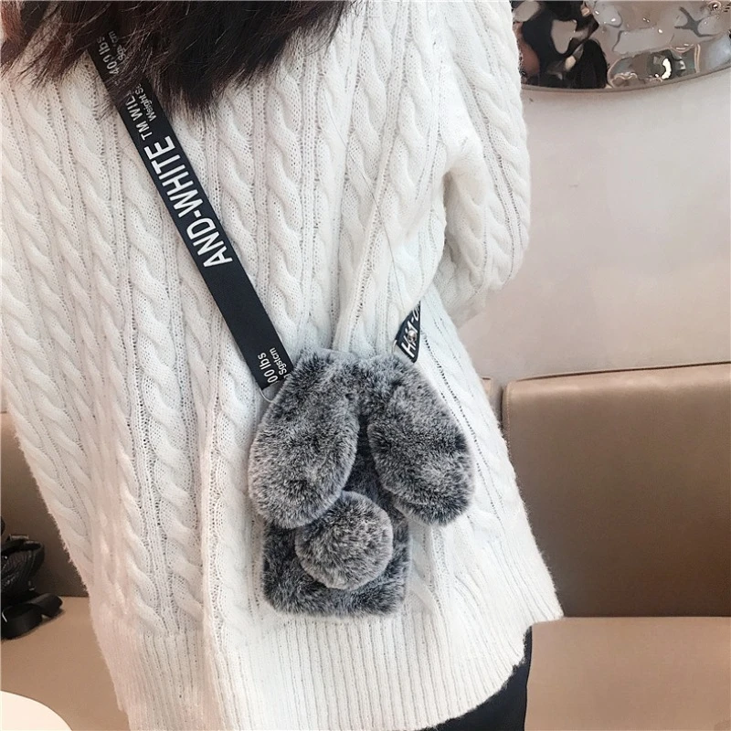 Plush Bunny With Lanyard Phone Case For Honor X5C Plus X7D X8D X9C Smart X9 Magic 8 7 6 5 4 3 Pro Lite Ultra 5G 4G Back Cover