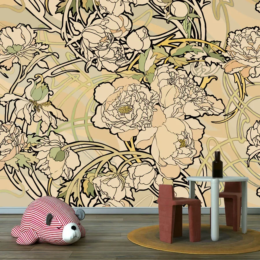 

Custom Peel and Stick Wallpaper for Living Room Contact Wall Papers Home Decor Panel Nature Floral Poeny Closet Renovation Mural