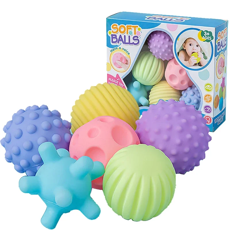 Juego de bolas de juguete para bebé de 1-6 piezas, juguete para desarrollar los sentidos táctiles del bebé, pelota de mano táctil, pelota de masaje de entrenamiento suave, juguetes para niños