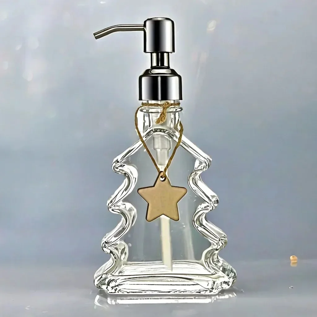 Dispenser di sapone da bagno per albero di Natale, lozione, shampoo, supporto per gel doccia, bottiglia vuota riutilizzabile per pompa da bagno, regalo di Natale di Capodanno