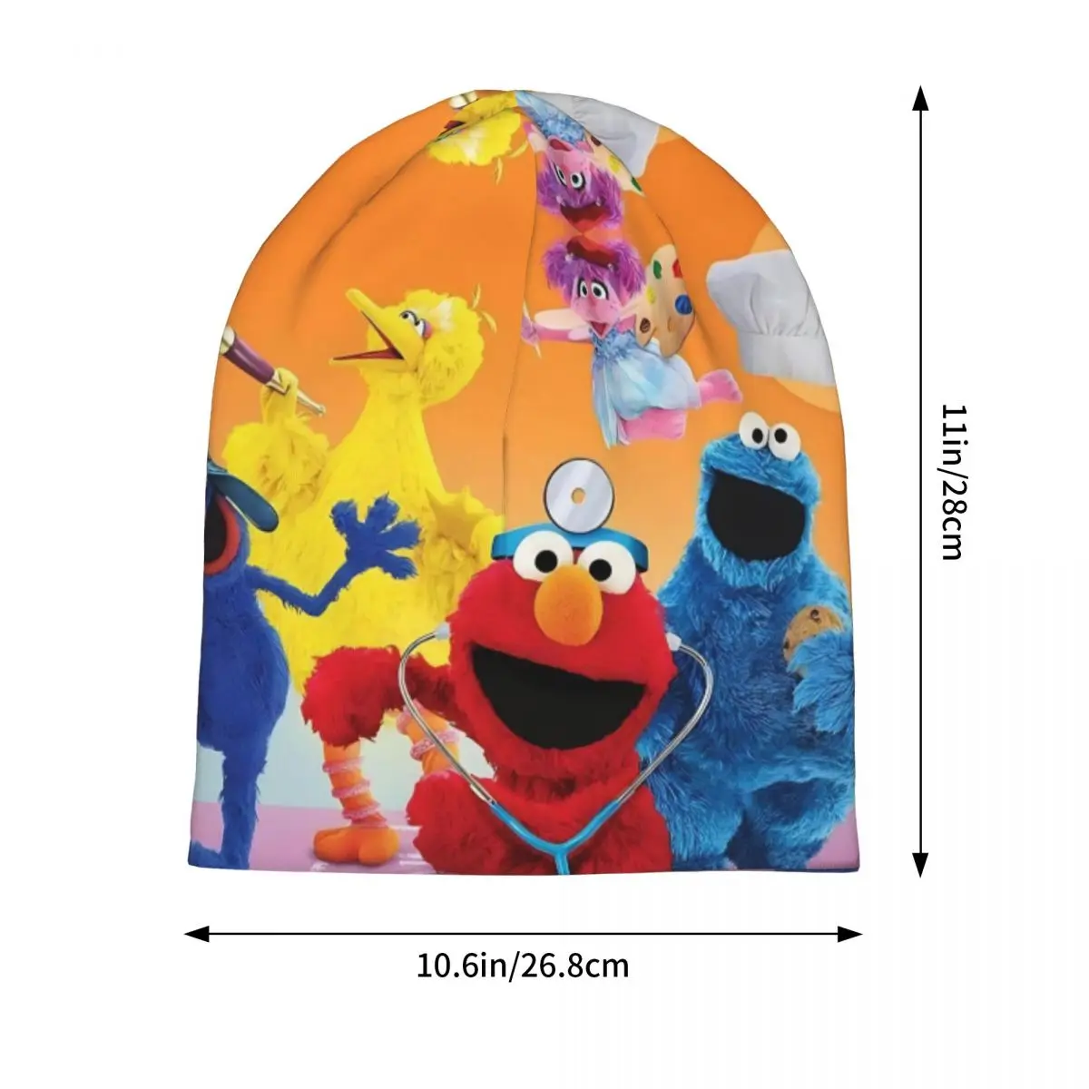 Sesame Street Cartoon Bonnet Hat Autumn Winter Street Skullies Beanies Hats Big Bird Unisex Warm Dual-use Cap