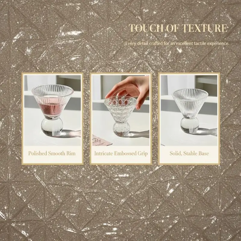 Retro Gem Pattern High Stem Glass Cup Nordic Pure Color Universal Drinkware For Ice Coffee Juice Bubble Water