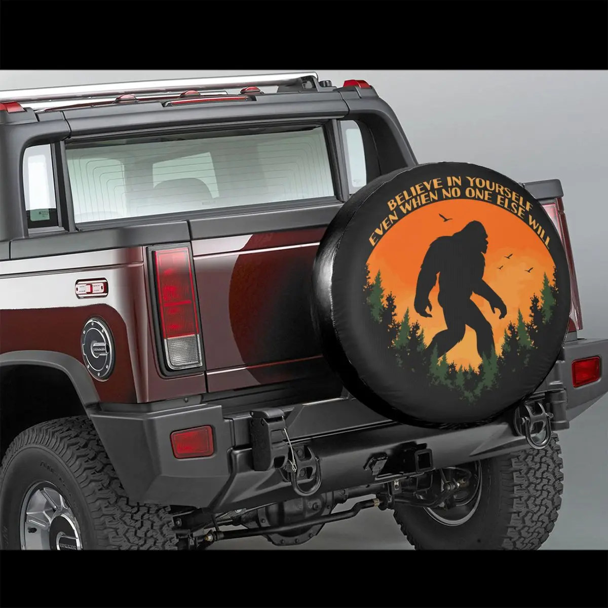 Bigfoot Believe In Yourself Spare Tire Cover for Jeep Hummer Custom Retro Dust-Proof Car Wheel Covers 14