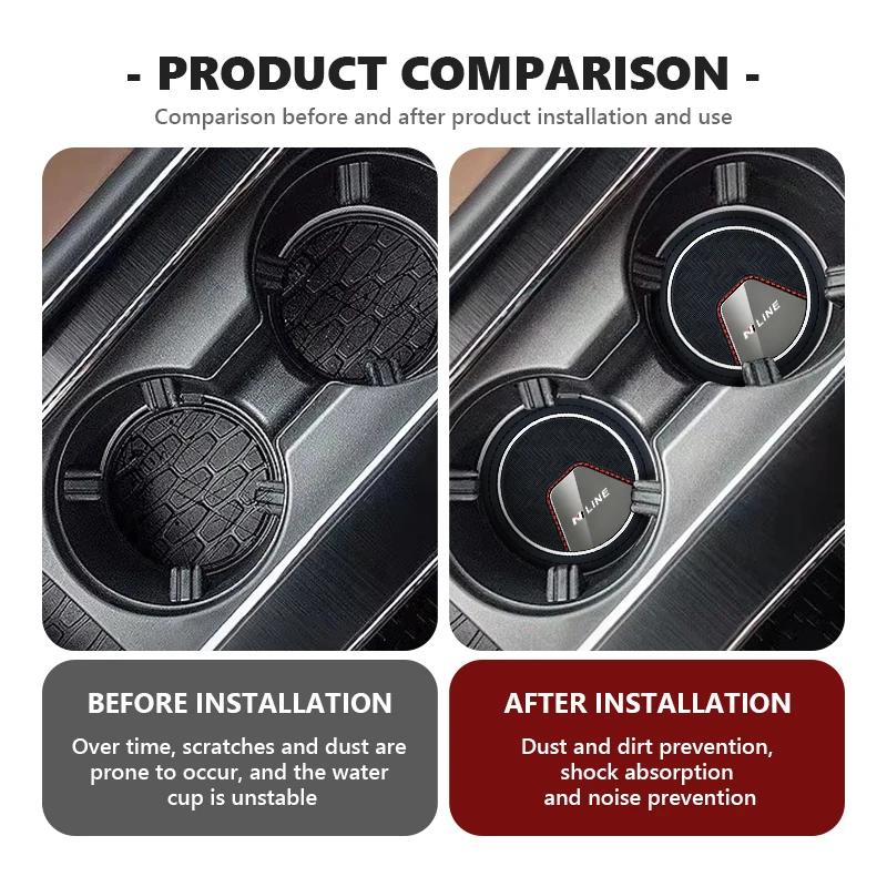 2pcs Car Water Cup Holder Pad PVC Dustproof Auto Interior Mat For Hyundai N LINE i30 i20 Sonata Accent Tucson Elantra Azera - view 3