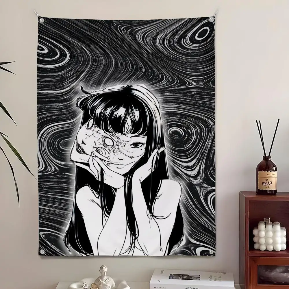 Anime Kawakami T-Tomie Wandteppich, Mikrofaser-Hintergrundkunst, Dekoration für Schlafzimmer, Wohnzimmer, Bar, Garten, Outdoor, Festival, Wanddekoration
