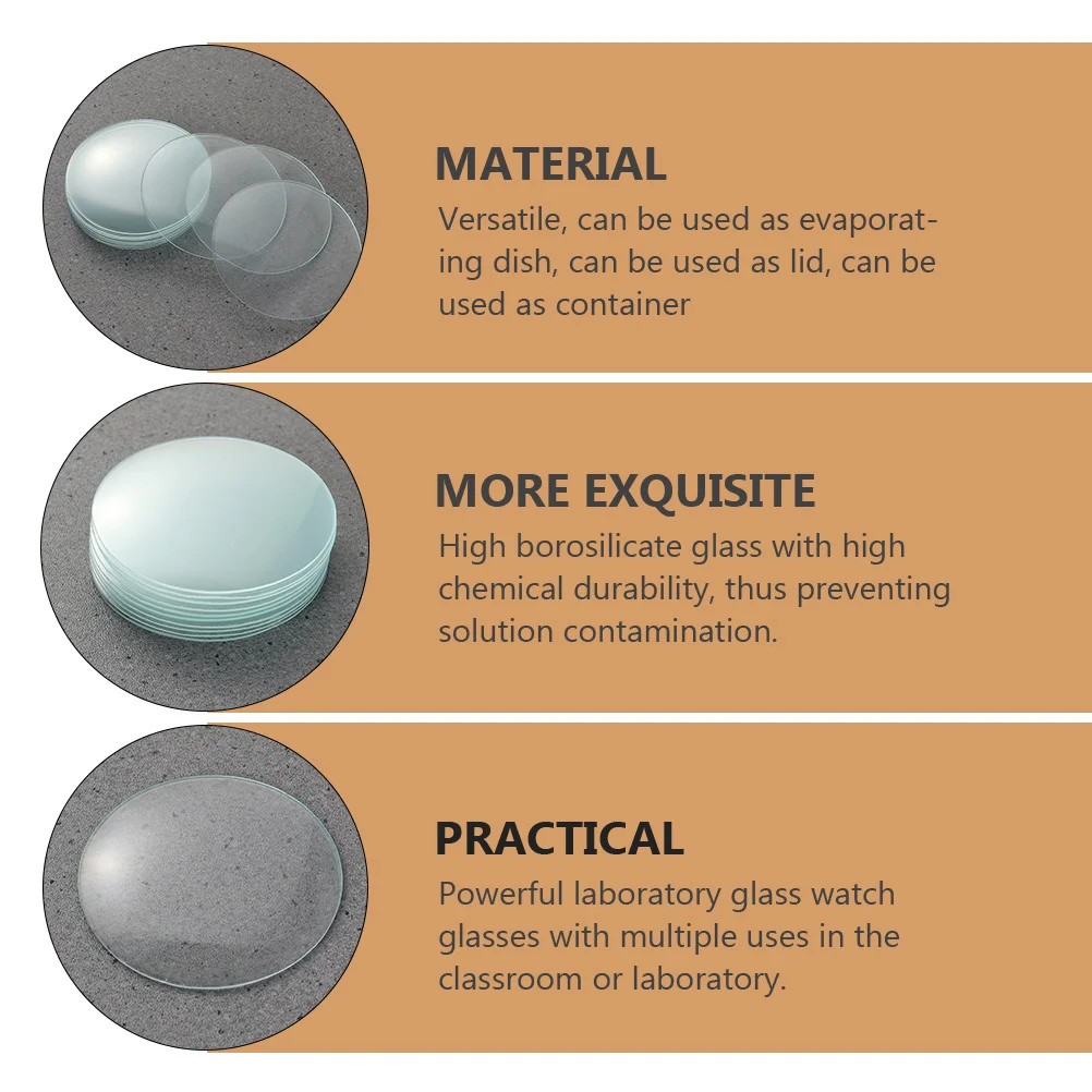 

10Pcs Laboratory Watch Glass High-Class Glass Beaker Cover Multifunctional Container Lid for Chemistry Lab Beaker Cover for Labs