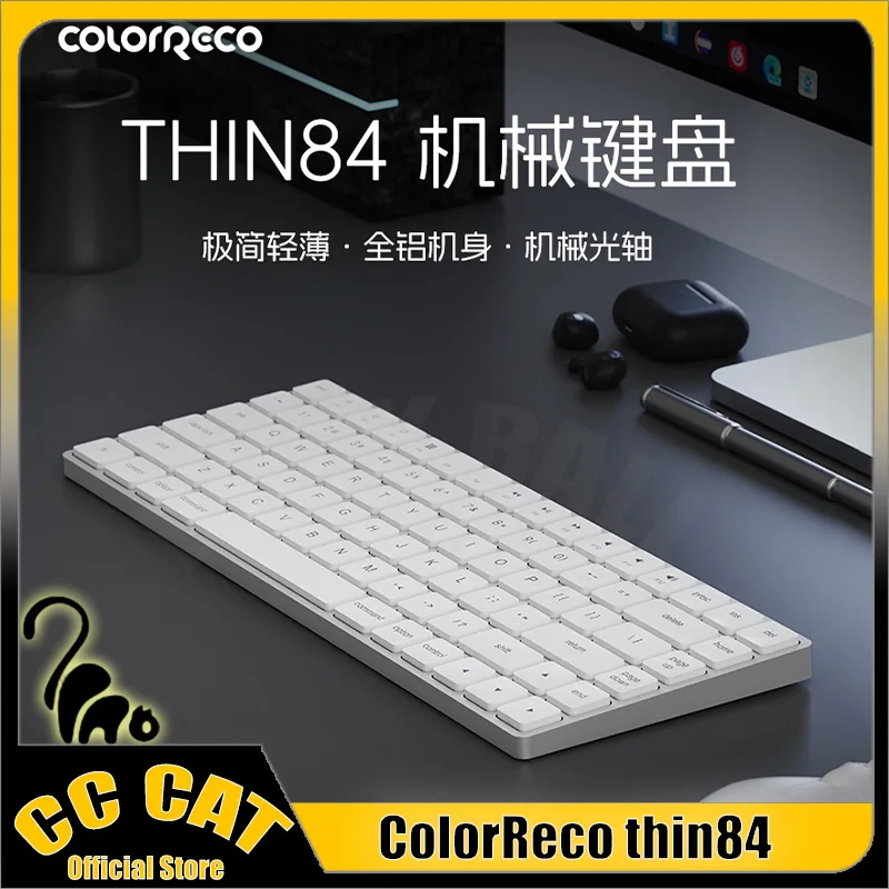 

ColorReco Thin84 Mechanical Keyboard Low Profile Wireless Keyboard Ultra-thin Aluminum Portable Custom Office Gamer Keyboard MAC