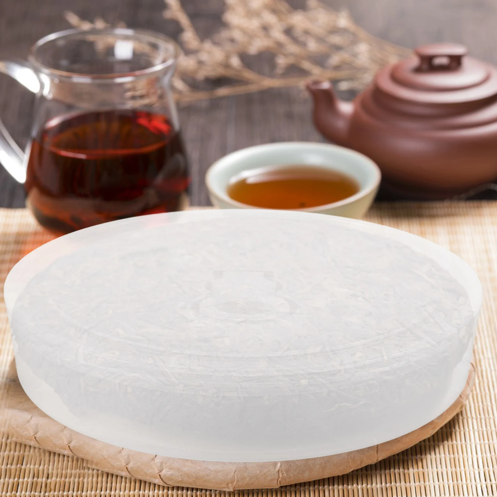 

Round Tea Containers for Tea Bags Airtight Lid PP Plastic Fresh Aromatic Storage Organizer Elegant Minimalist Design
