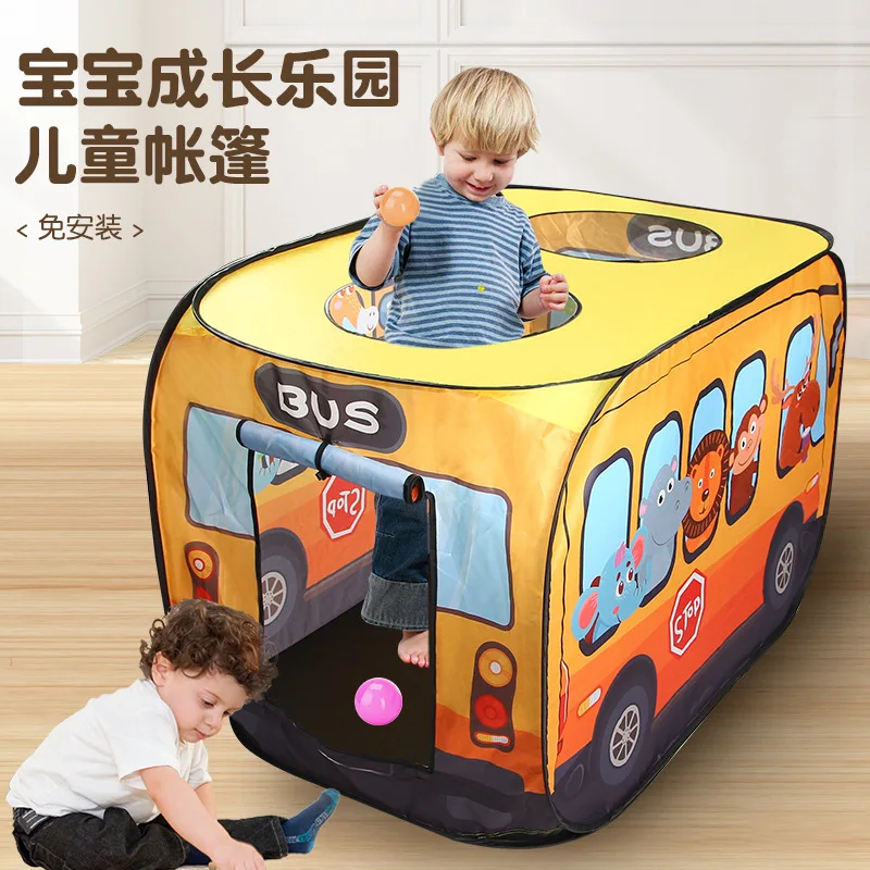 

Children's outdoor toy game house cartoon bus indoor tent automatically pops up the game tent