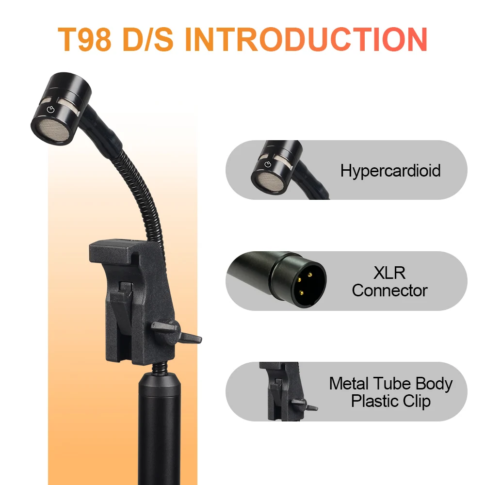 ميكروفون الطبل T98 D/V معدات تسجيل الميكروفون المكثف مناسبة للعروض الخارجية وإعادة الأماكن الداخلية #3