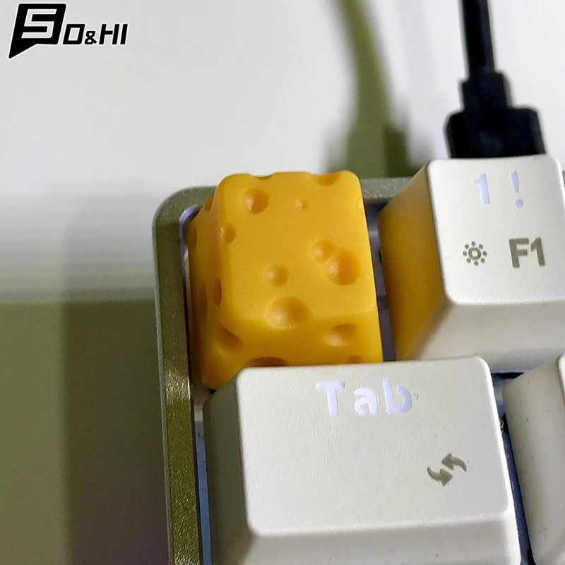 1Pc Cheese Keycap Handmade Resin Keycap For Mechanical Keyboard Esc For Key Cheese Cake Individuality For Key Cap