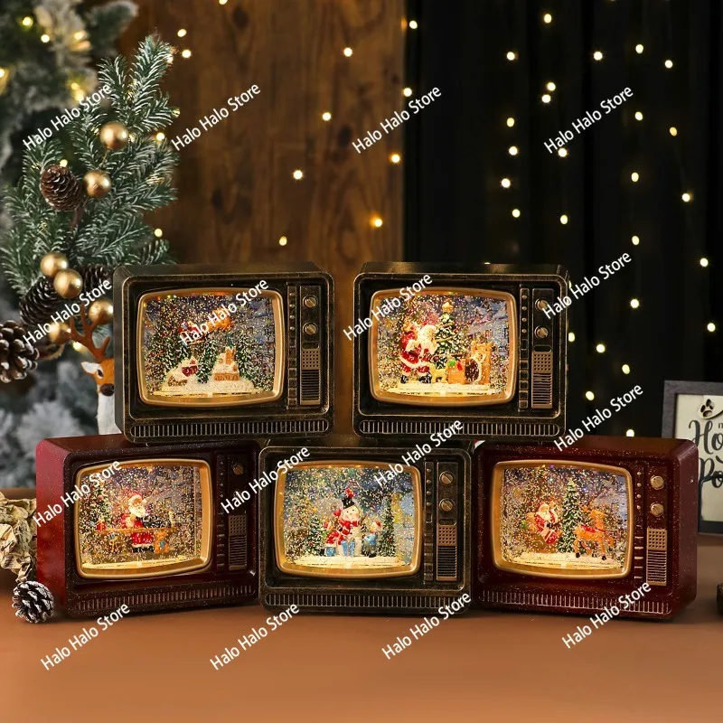 新しいクリスマス音楽スノーウォーターインジェクションテレビナイトライトギフトオーナメントクリスマスデコレーションミュージックボックス