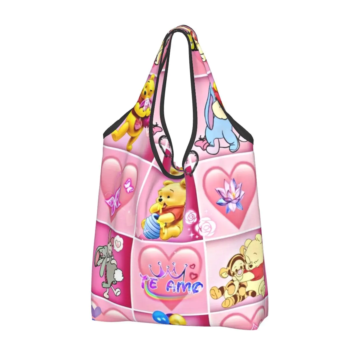 Custom Many Adventures Of Winnie The Pooh Grocery Shopping Bags Fashion Shopper Shoulder Tote Bag Portable Anime Cartoon Handbag