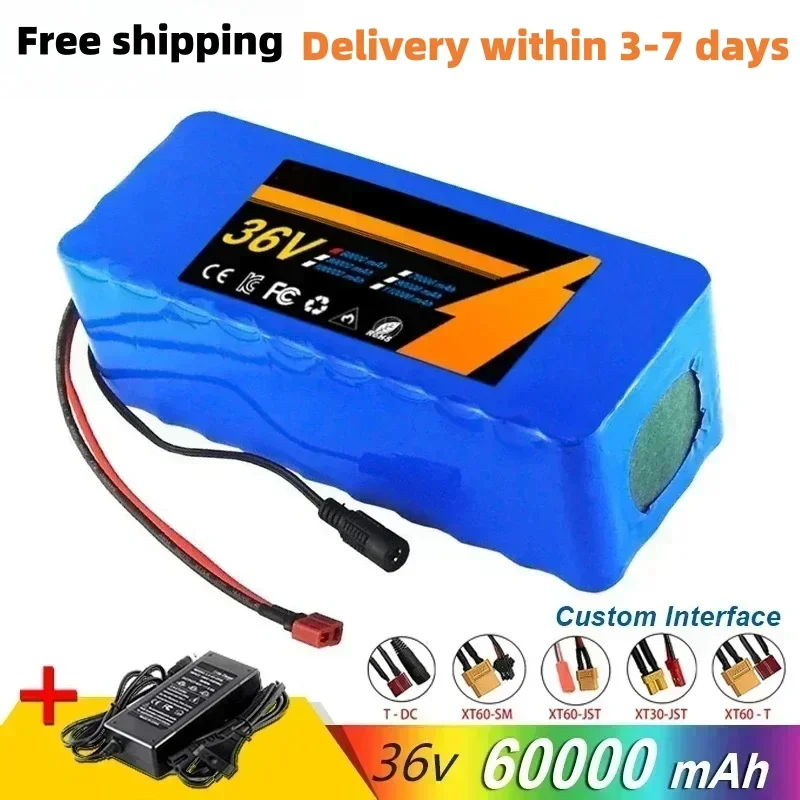 Kostenloser Versand 10S4P 36V 60000mAh Lithium-Batterie Elektroroller 18650 Akku + Gratis Ladegerät