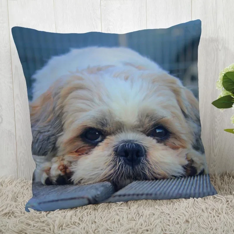 Shih Tzu Dog Pillow Cover Customize Pillowcase Modern Home Decorative Pillow Case For Living Room