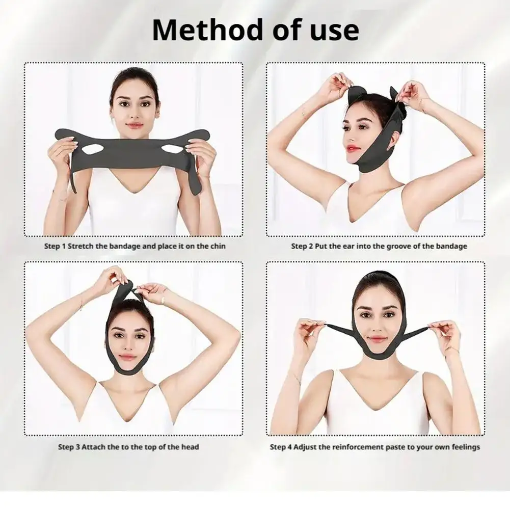 Maschera per il lifting del viso a forma di V Nero V Line Lifting Sottogola Riutilizzabile Maschera per il lifting del viso Shaper regolabile per il doppio mento