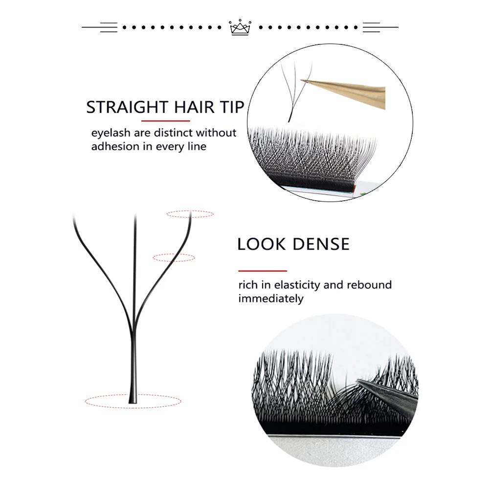 Cilios 3D W Wimpernverlängerungszubehör, 4D W Y-förmige Wimperncluster, vorgefertigte Volumenfächer, natürlicher Nerz, individuelle Bündel, Locken C/D – Detail 10