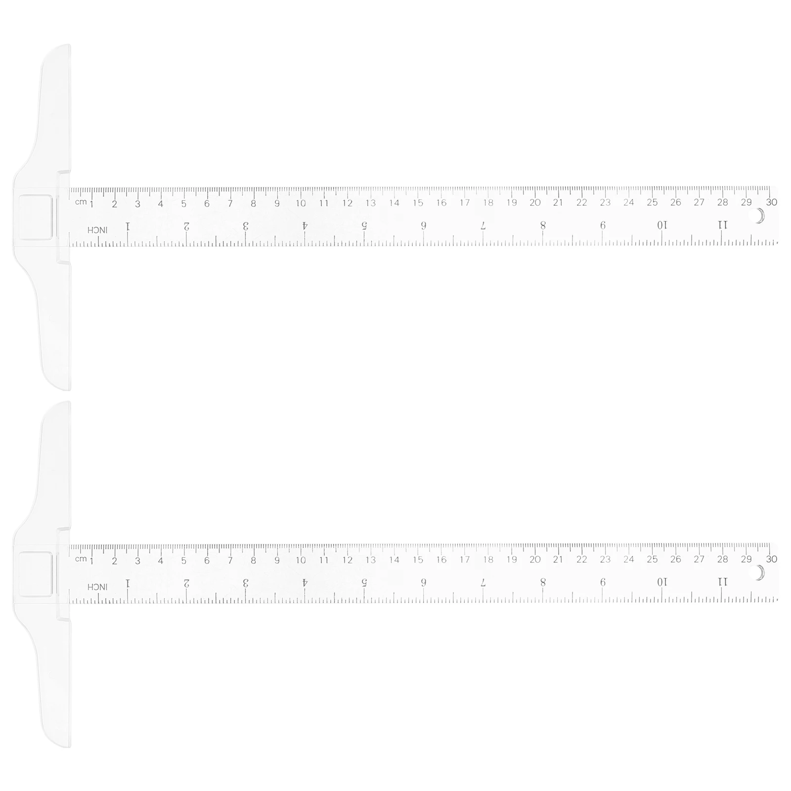 

2pcs Clear T For Drafting Tools T Shape Double Scale Ruler Inches Metric Sturdy Plastic Ruler Art Woodworking Measuring Layout