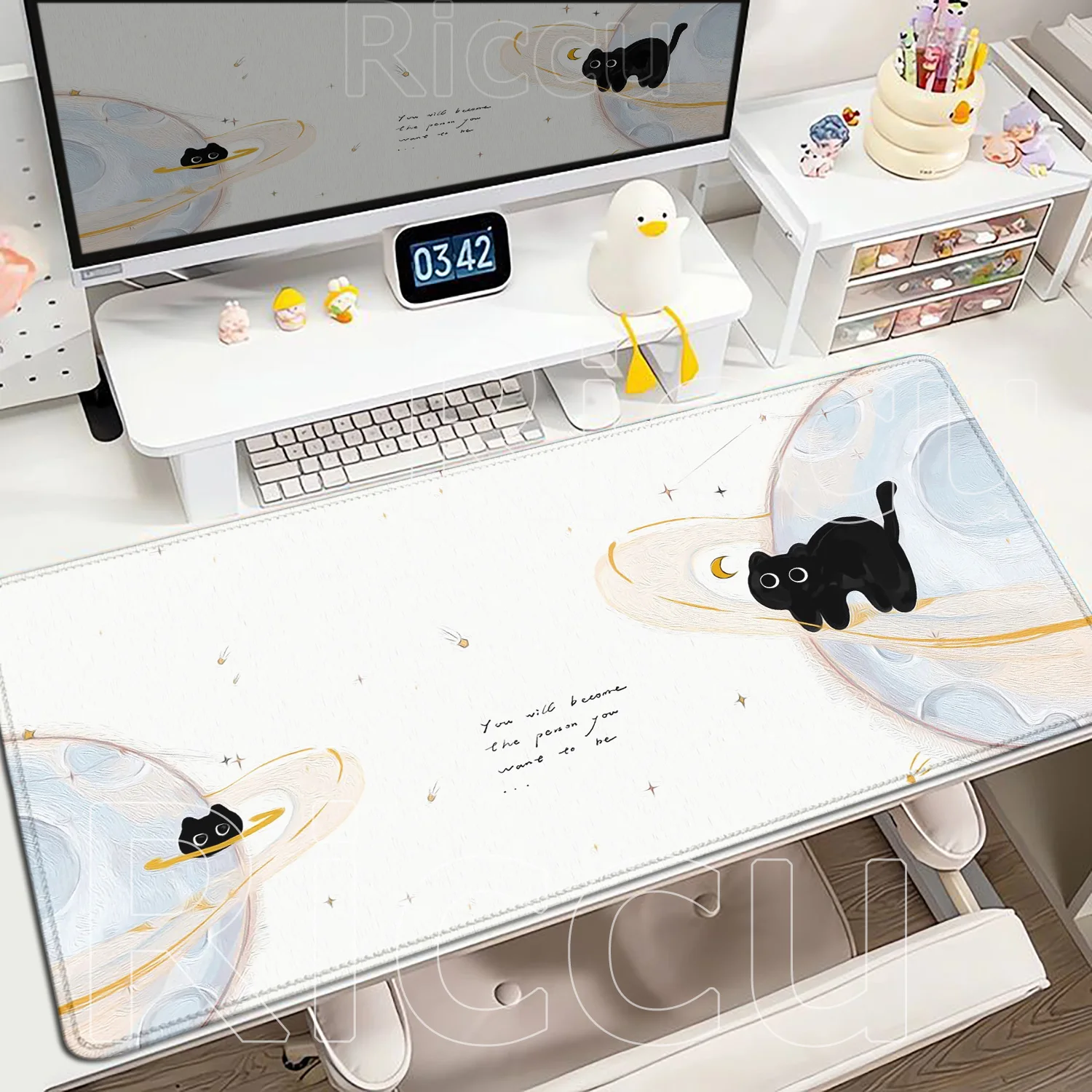 HD Print Kawaii Simple Office Cartoon Kitten Mouse Pad Large Cute Game Keyboard Mat Computers Accessories Table Pads Carpet Mats