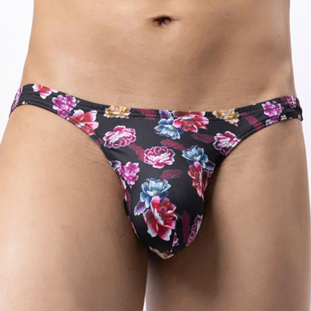 Men Print Thongs Low-rise Briefs Soft Sleep Underwear Summer Men's Panties T-back Underpants Pouch G-string Lingerie Fashion
