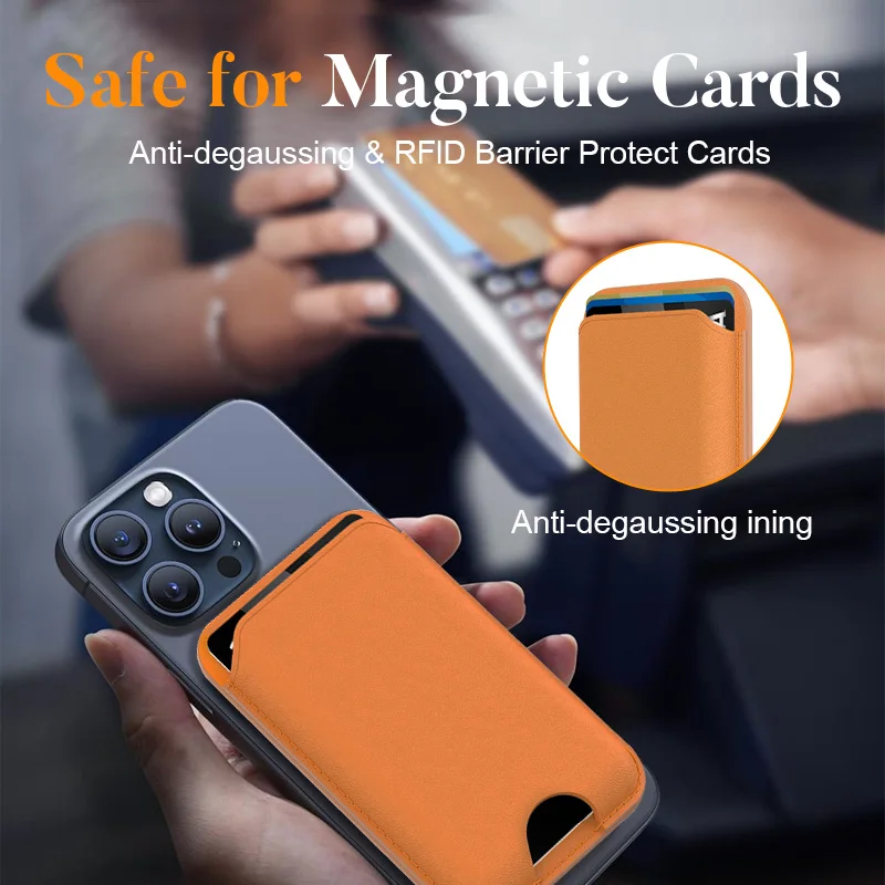 

Luxury leather Magsafe card holder for iPhone 16/15/14/13/12 series mobile wallet tracker Bank card wallet