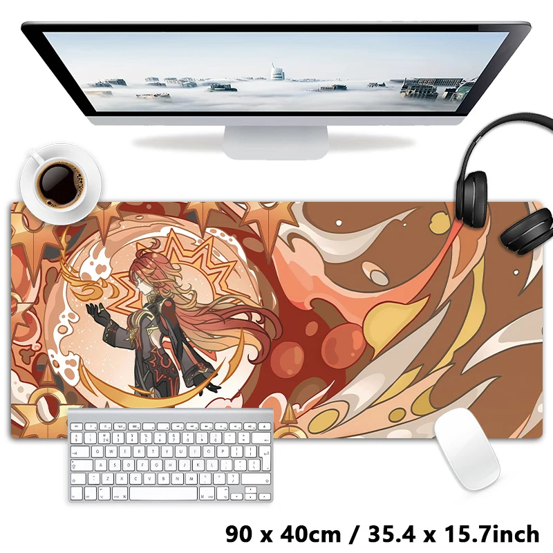 Natlan Mualani Mavuika Furina Neuvillette Wanderer Raiden XXL Large GS Impact Mouse Pad Non-slip Keyboard Desk Mat Mousepad