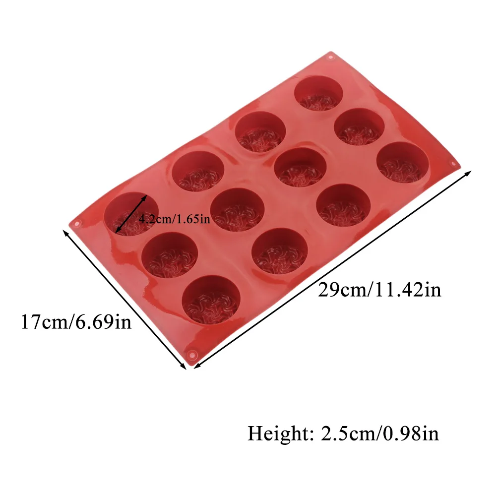 New Arrival 12 Hole Round Patterne Silicone Cake Bread Mold French Mousse Dessert Mold Pudding Handmade Soap Pastry Baking Tools