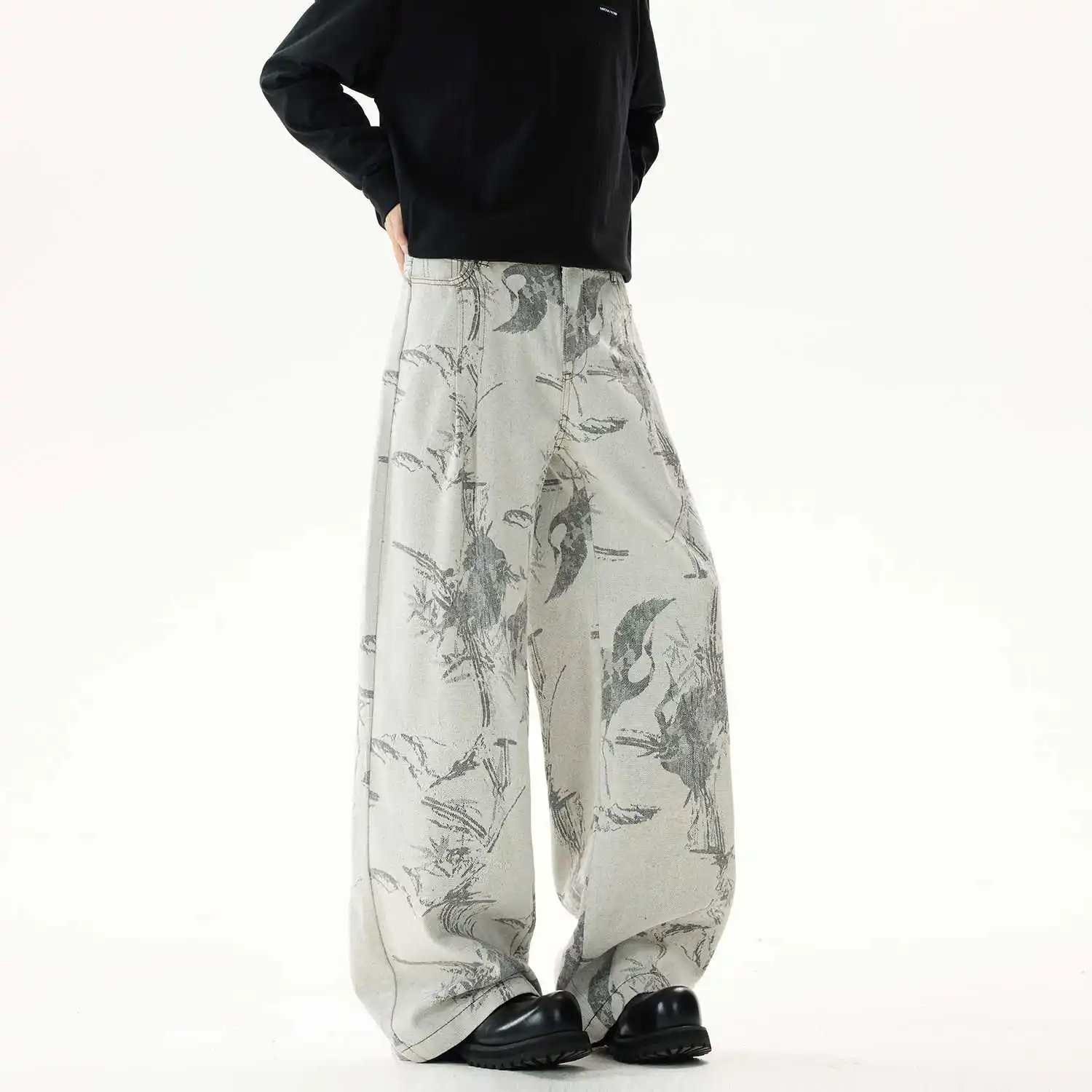 

Women Light Grey Y2k Baggy Graffiti Jeans Harajuku Vintage Denim Trouser Japanese 2000s Style Hip Hop Boyfriend Jeans Pants 2025