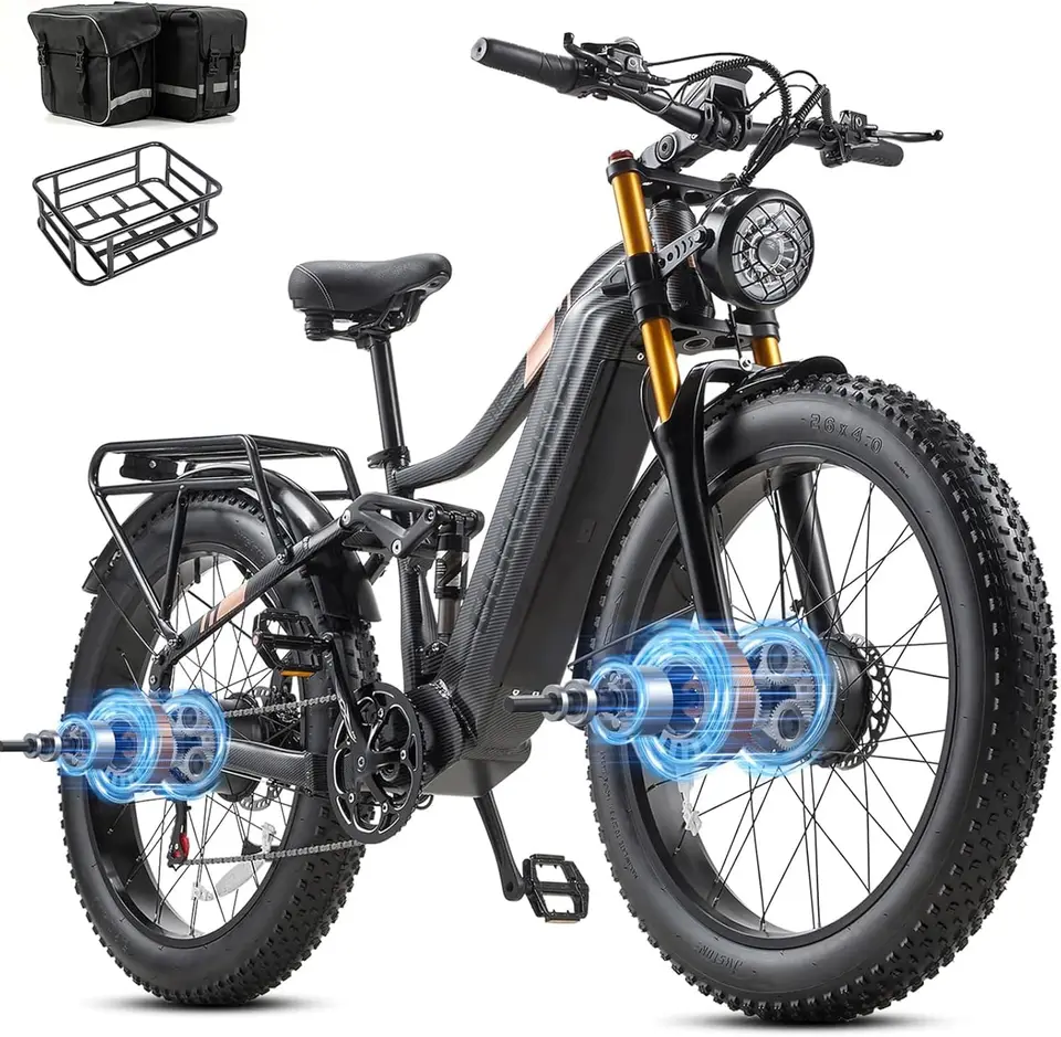 2026 Dual Motor Electric Bike for Adults AWD 5000W/3000W Peak 40 MPH/30 MPH E Dirt Bike, 52V/48V Removable Battery 65/80/150 Mil image 11