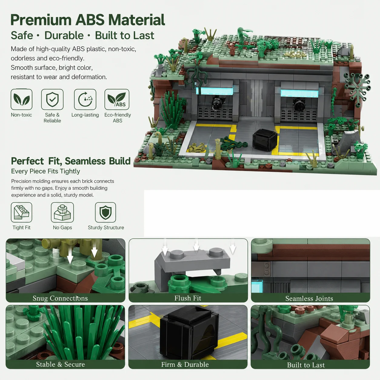 Sci-fi Jungle Outpost Base Building Blocks Forest Bunker Architecture Model DIY Bricks Assembly Collector Display Gift