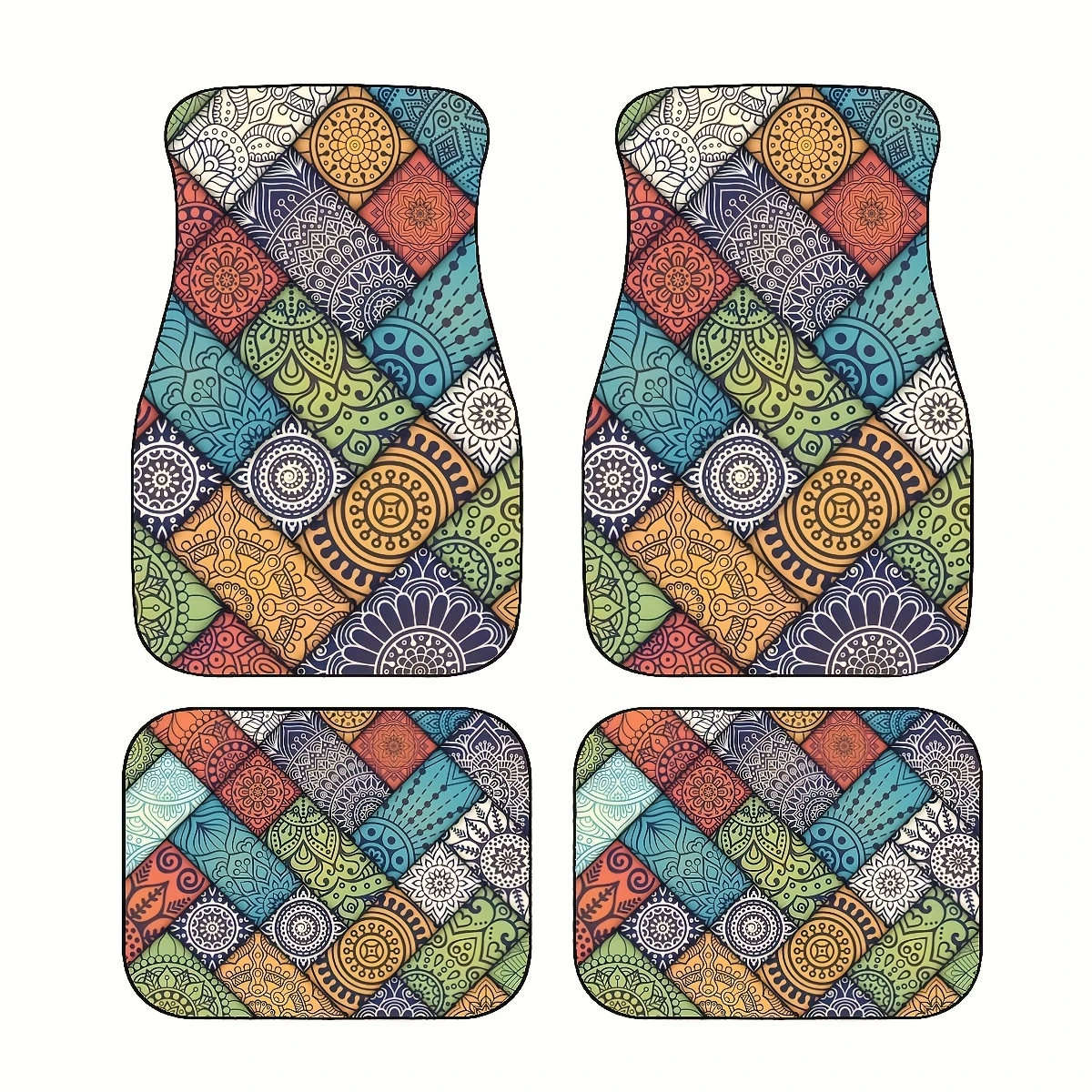 4pcs Bohemian Style Universal Car Foot Mats, Non-slip And Durable Design, Suitable For Sedan Truck SUV, Enhancing Driving Enjoym