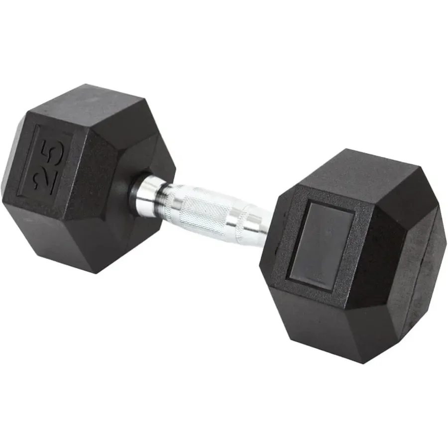 Hex Dumbbell Set 25LB Rubber Coated Fixed Weight Dumbbells with Chrome Ergonomic Handle Odorless Durable for Home Gym Womens St