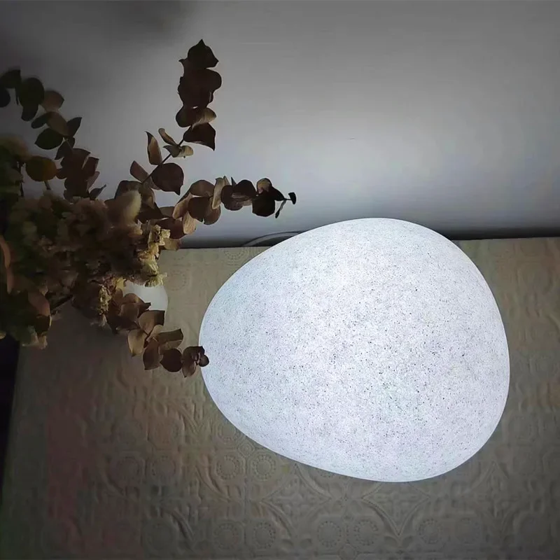Modern Bedroom Bedside Table Desktop Mood Table Lamp Simple Personality Pebble Shape Atmosphere Night Light Led Plug-in Gift