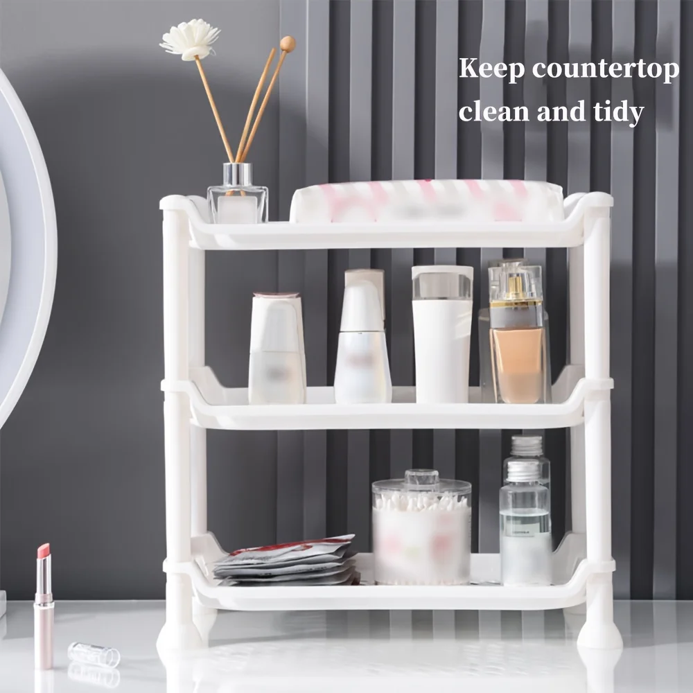 Plastic Bathroom Vanity Countertop Organizer Shelf Multi-Layered Makeup Cosmetic Toiletries Storage Tray  Accessorie Toilet Tool