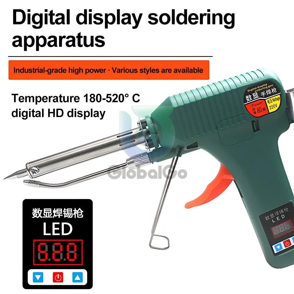 80/120W Digital Display Soldering Iron Gun 180-520°C Adjustable Temperature Automatic Send Tin Gun Repair DIY Tool