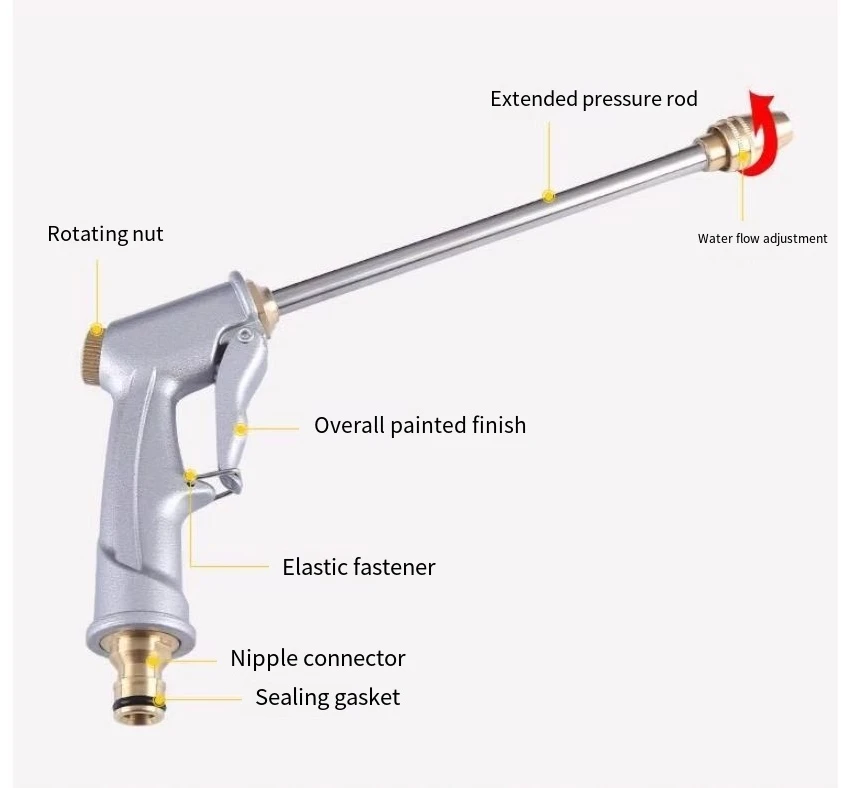 رذاذ حديقة من النحاس النقي، فوهة خرطوم الضغط العالي، مسدس رش قابل للتعديل لسقي النباتات #4