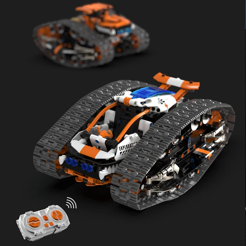 재고 있음 MOC 테크니컬 RC 듀얼 트랙 스포츠카 블록 조립 모델 DIY 장난감 소년용 크리스마스 선물 세트