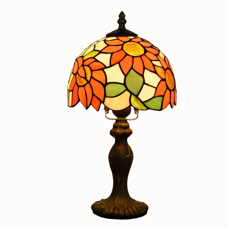 Hand made stained glass table lamp tiffany series with resin lamp base antique dragonfly pattern lamp