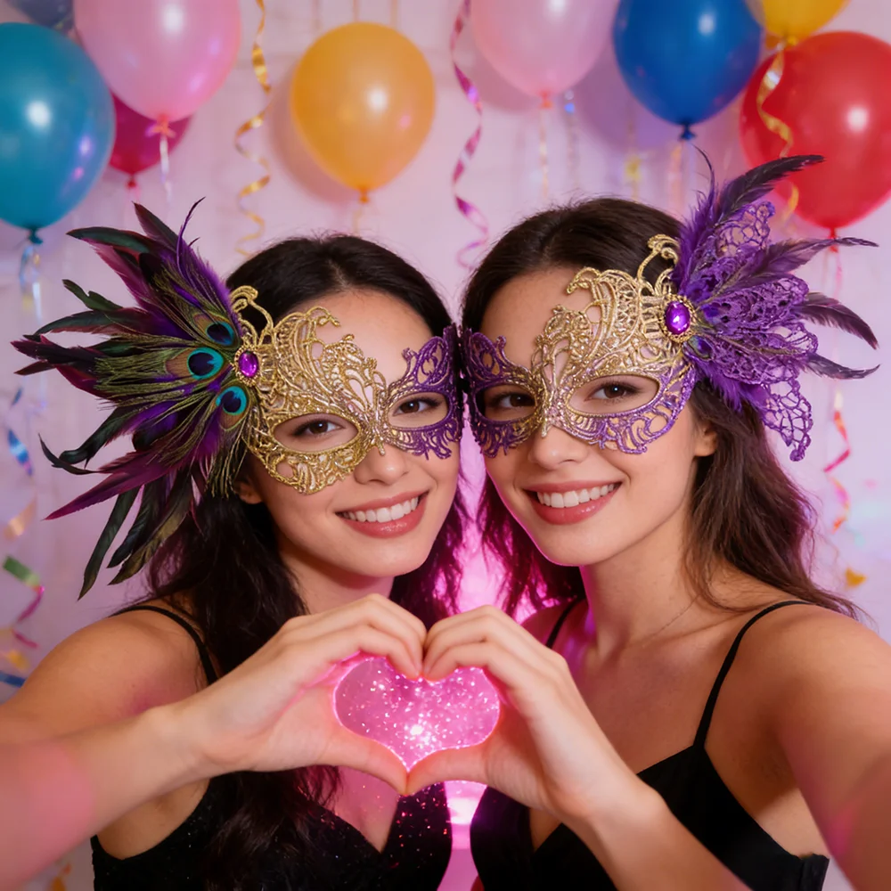 Kleurverloop Veer Venetië Carnaval Kant Half Gezichtsmasker Sexy Oogmasker Halloween Maskerade Prestaties Partij Cosplay Props