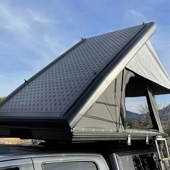 Lightweight Electric Solar Powered Car Roof Top Tent Hard Shell Aluminum Skylight Ladder for 3 5 Person Rooftop Tents Integrated