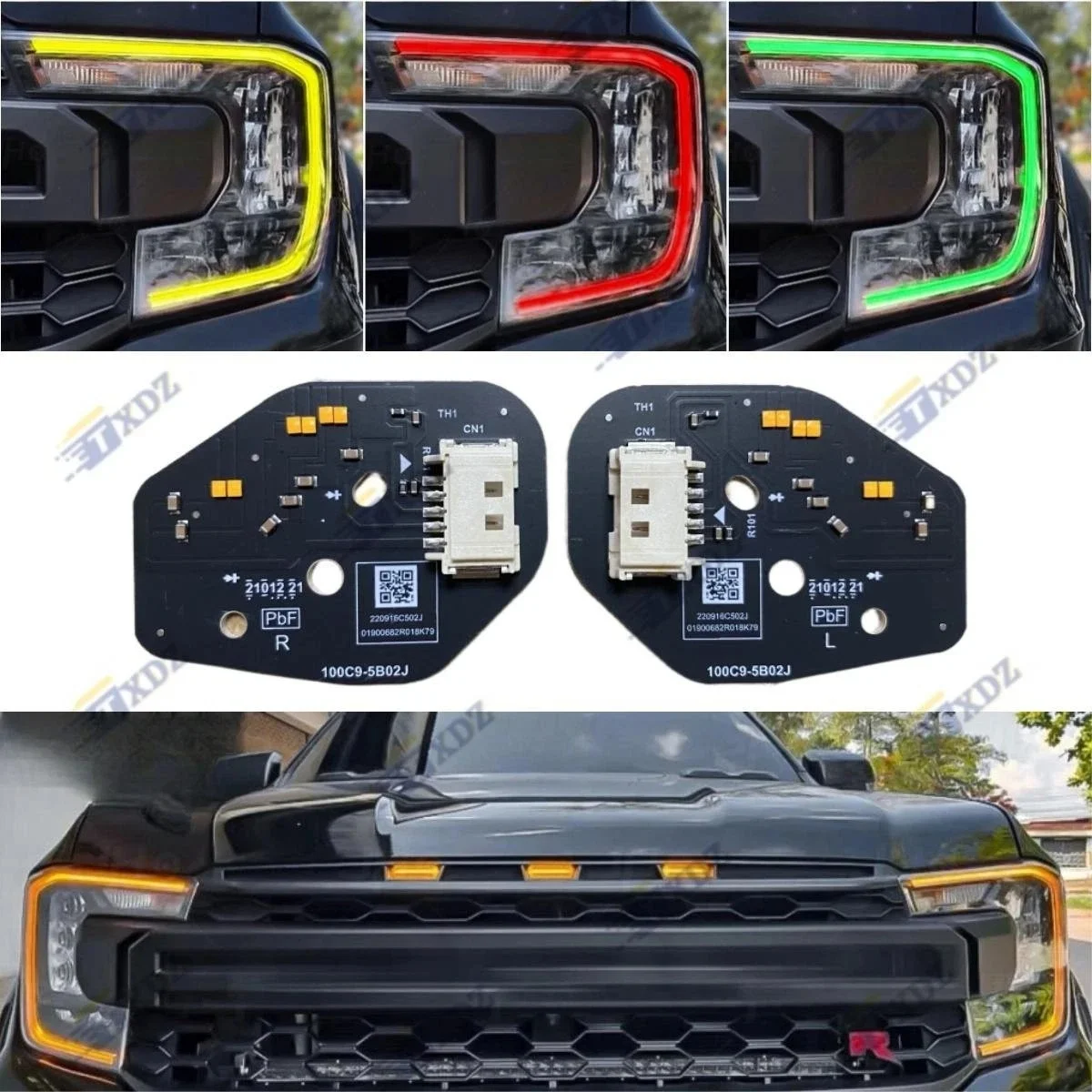 

Amber yellow DRL LED Boards For Ford Ranger 2024 2025 Daytime Running Light