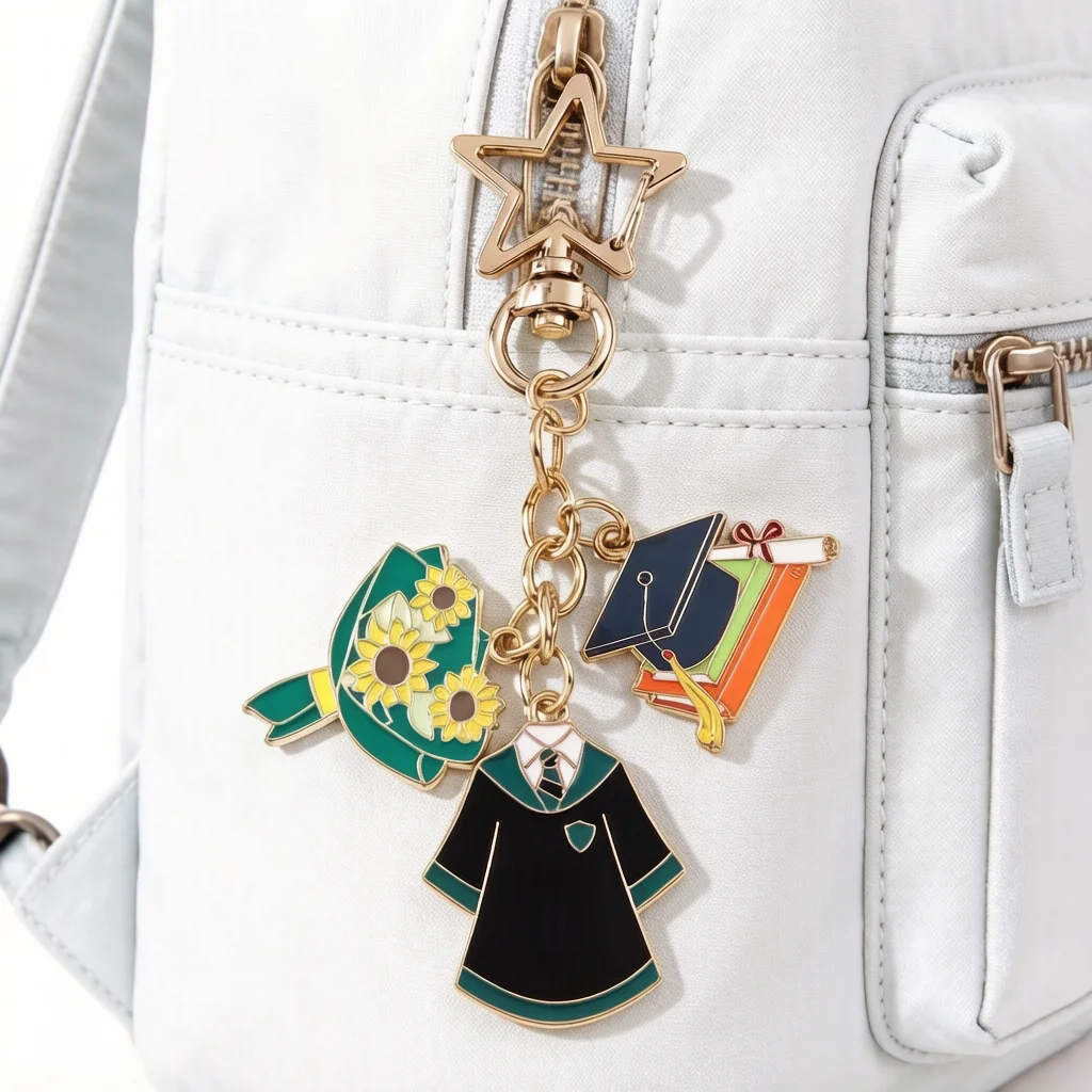 Cute Graduation Keychain Charms Set llaveros Alloy Bachelor Cap Gown Star Charms Versatile Backpack Pendant Students Gifts